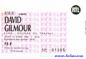 David Gilmour, Lyon, , 12-04-1984