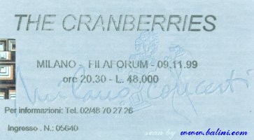 The Cranberries, Milano, , 09-11-1999